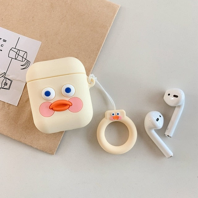 Cute Cartoon Earphone Case for Airpods 2 Cover Soft Silicone Slim Earphone Cover for Airpods 1 Case Bag Protective Strap Cases
