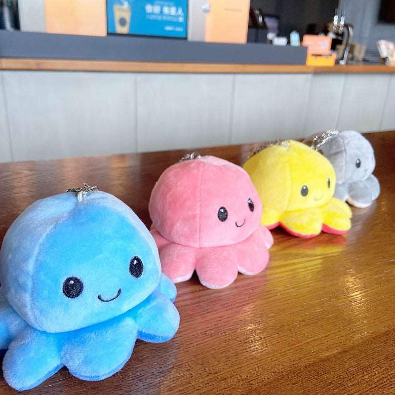 Creative Plush Flip Octopus Keychain Flip Octopus Key Pendant Jewelry Bag Pendant Key Chain Ornament