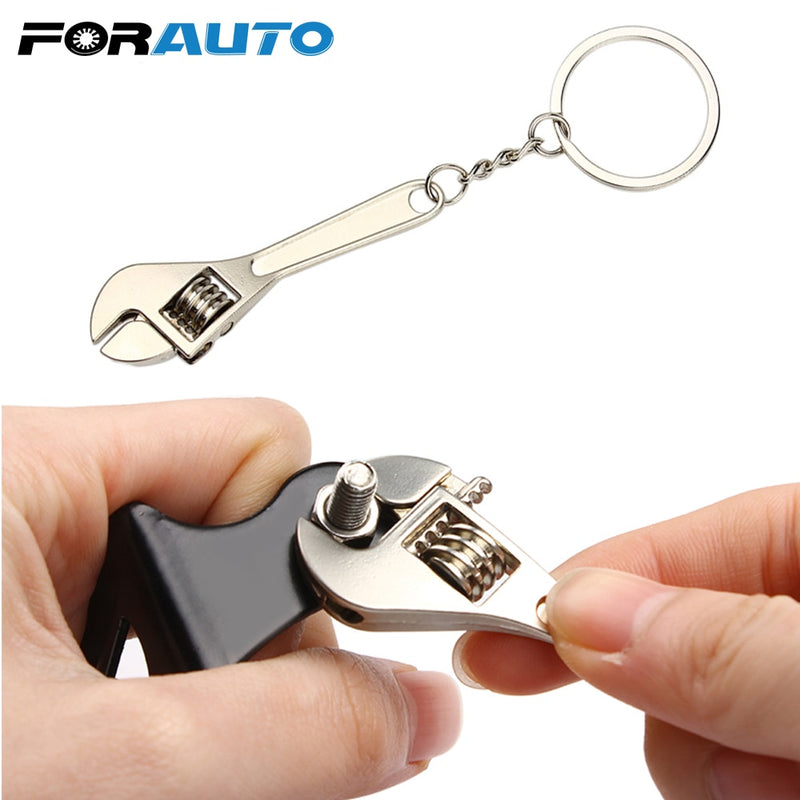 FORAUTO Wrench Keychain Stainless Steel Car Key Ring High-grade Simulation Spanner Key Chain keyring Keyfob Tools Novelty