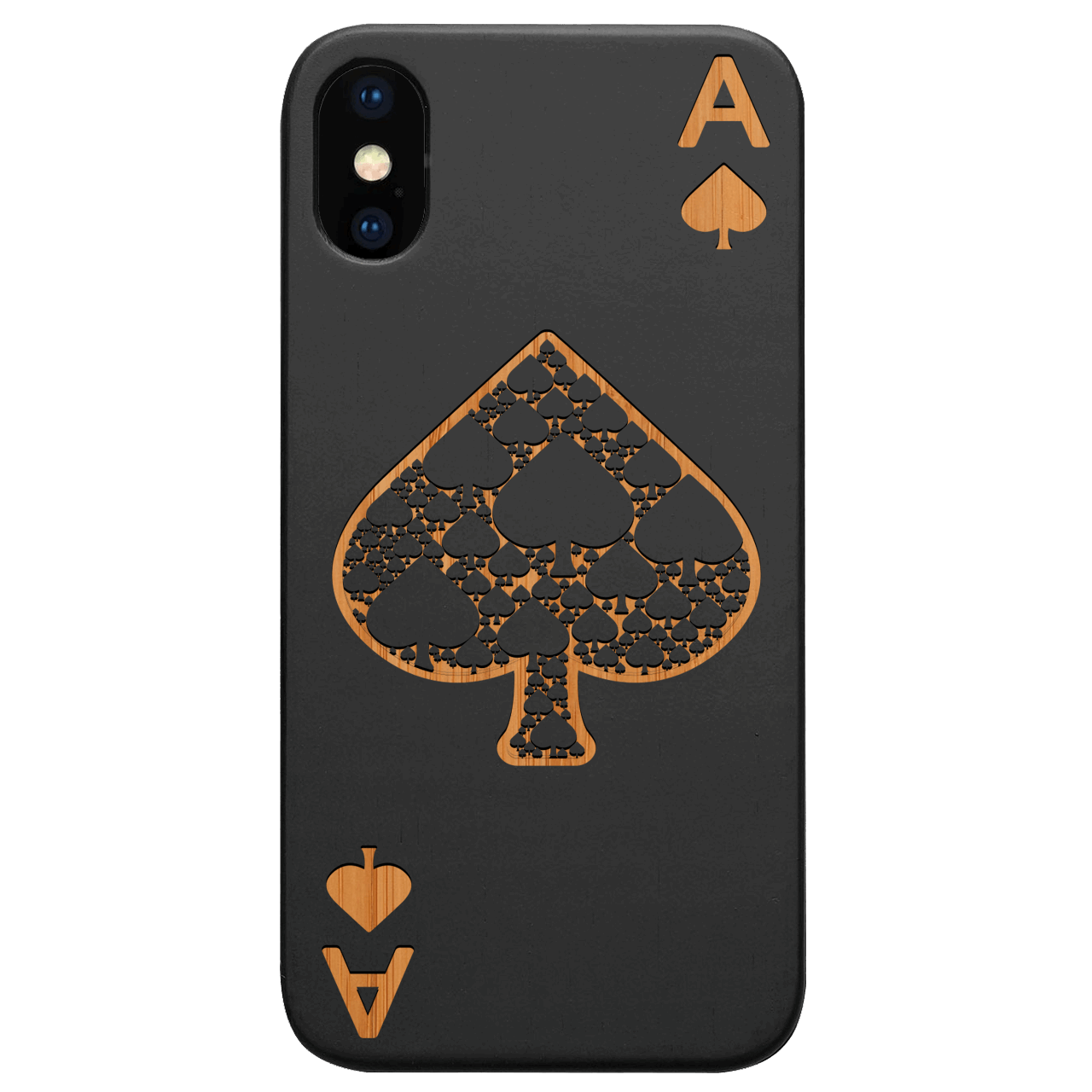 Ace of Spades - Engraved Wood Phone Case