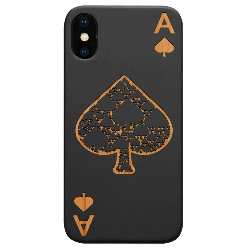 Ace of Spades - Engraved Wood Phone Case