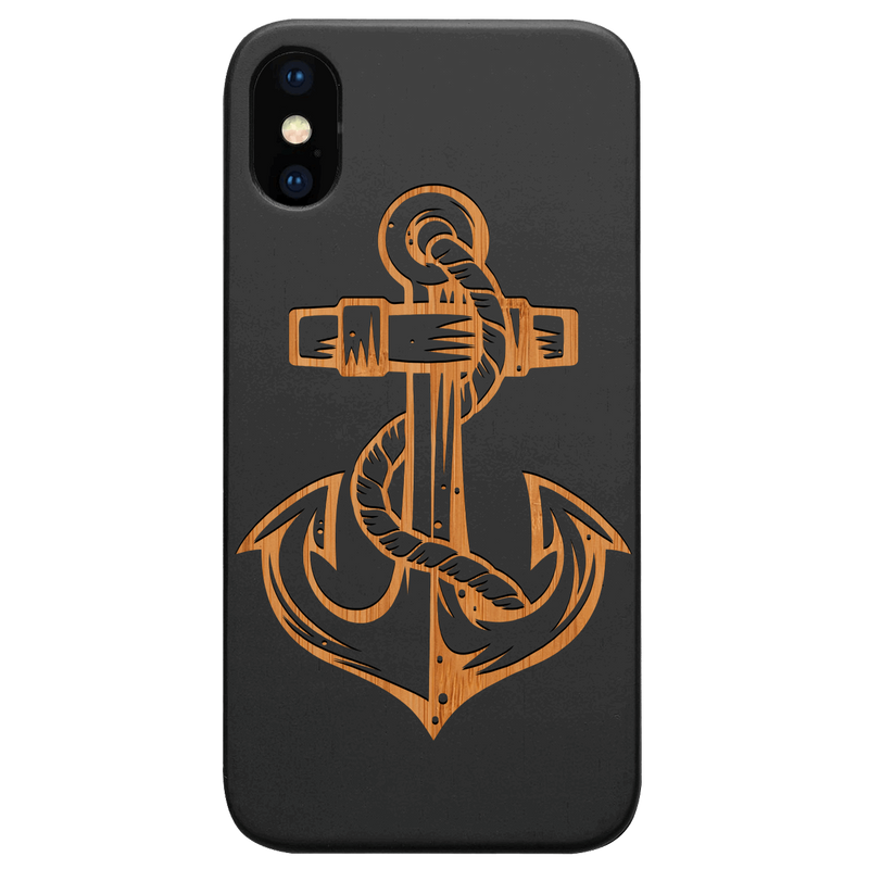 Anchor 1 - Engraved Wood Phone Case