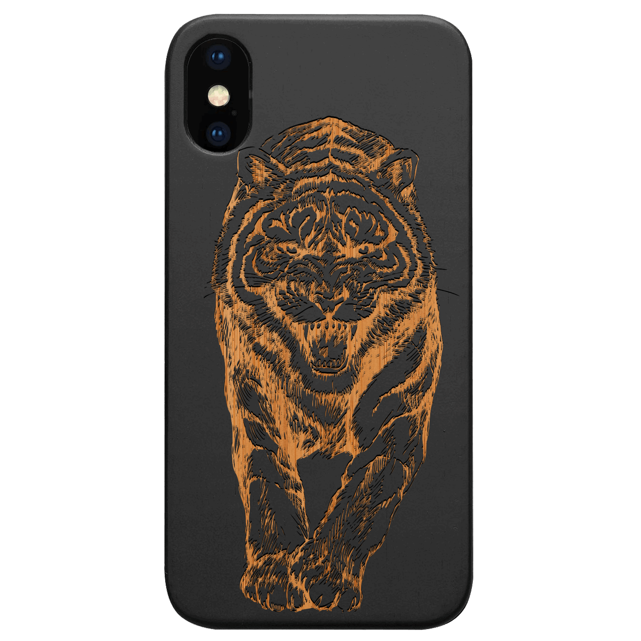Angry Tiger - Engraved Wood Phone Case