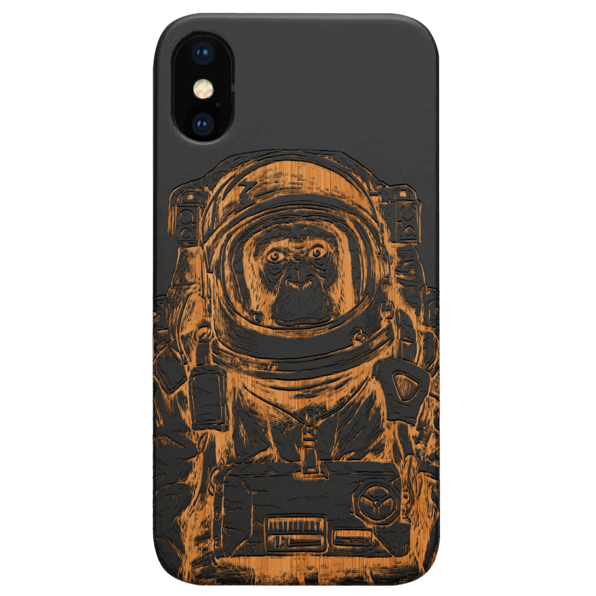 Astronaut Monkey - Engraved Wood Phone Case