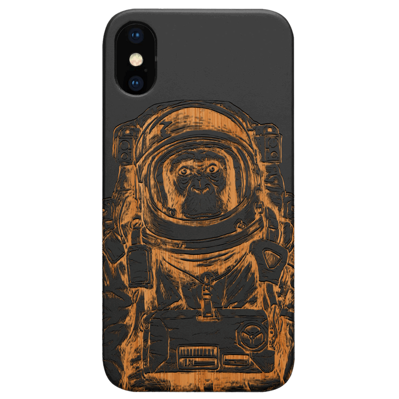 Astronaut Monkey - Engraved Wood Phone Case