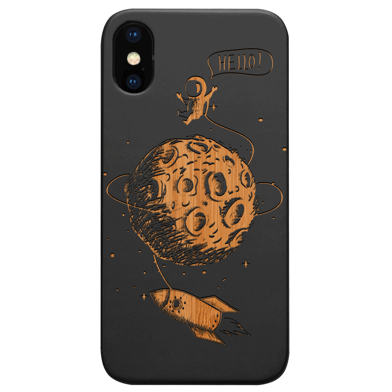 Astronaut in the Moon - Engraved Wood Phone Case