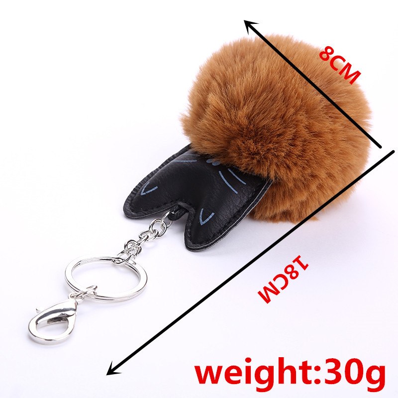 Zoeber Fluffy Black Cat Keychain Kitty Rabbit Fur Ball Key Chain Bag Chaveiro Women Pompom Key Ring Holder Car Pendant Jewelry