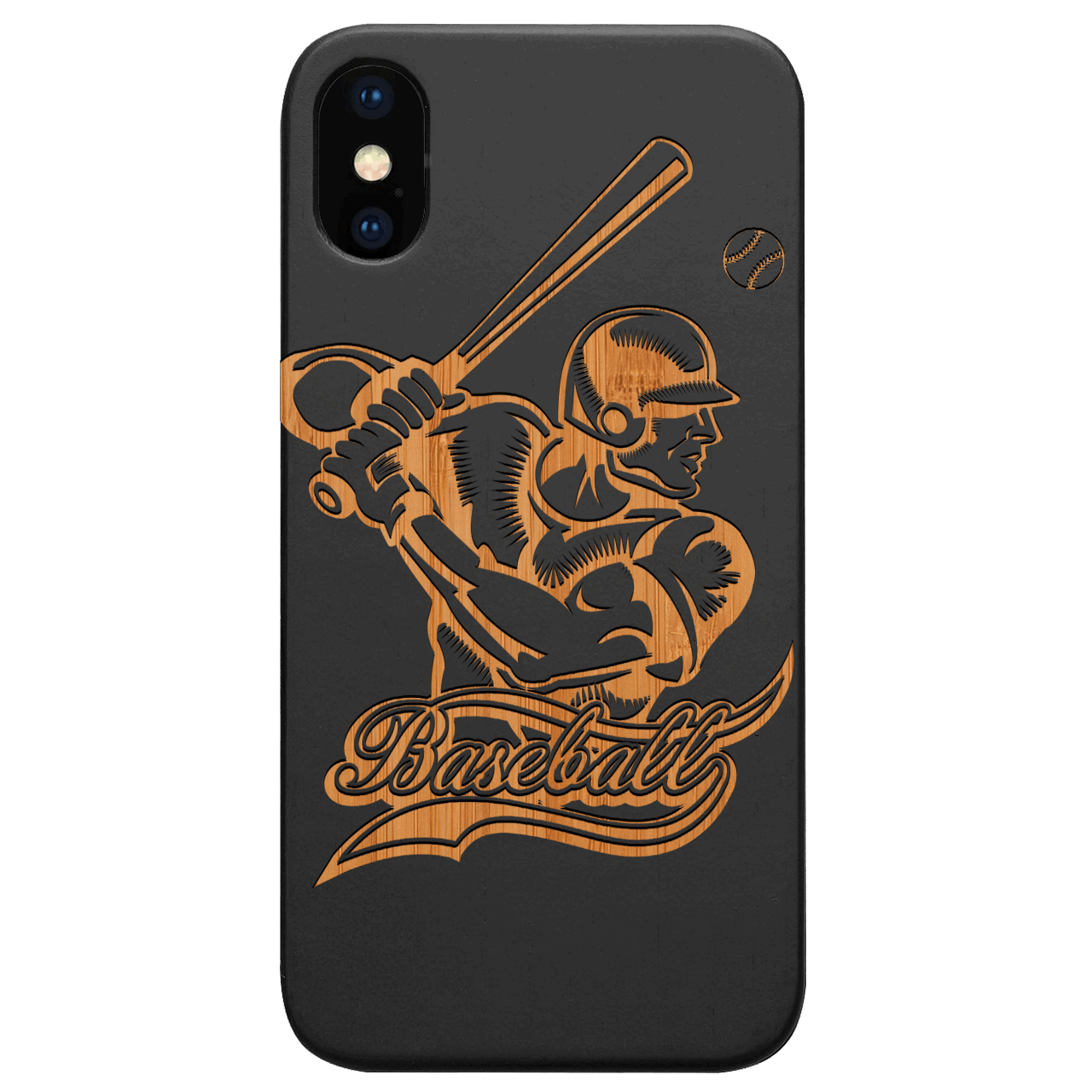 Baseball Player - Engraved Wood Phone Case