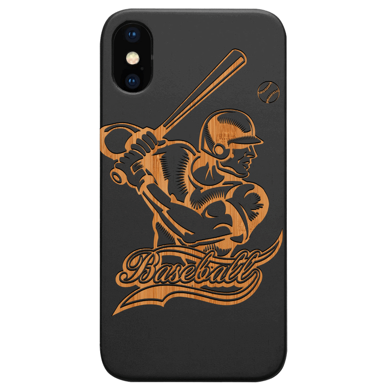 Baseball Player - Engraved Wood Phone Case