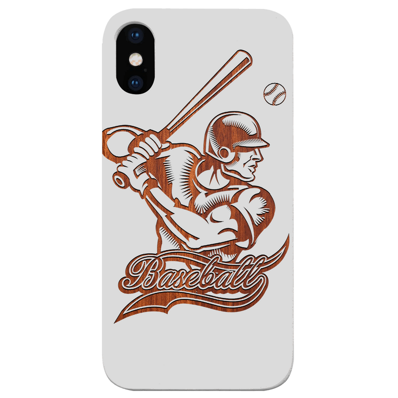 Baseball Player - Engraved Wood Phone Case
