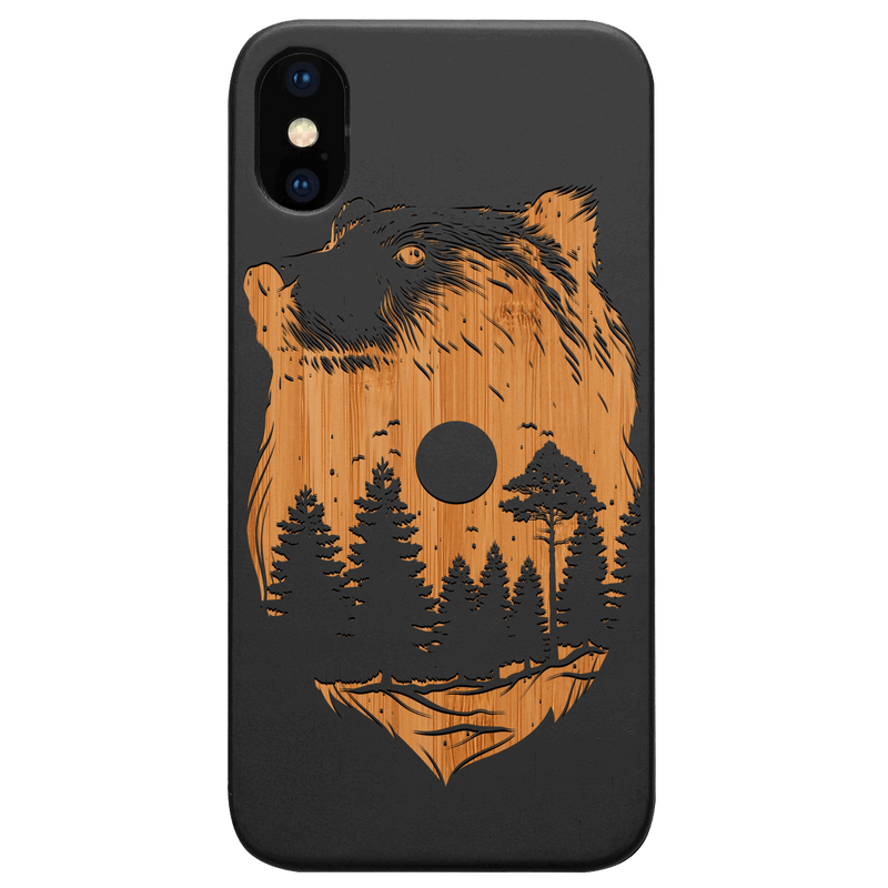 Bear Landscape 1 - Engraved Wood Phone Case