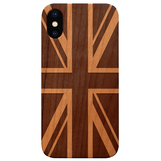 British Flag - Engraved Wood Phone Case