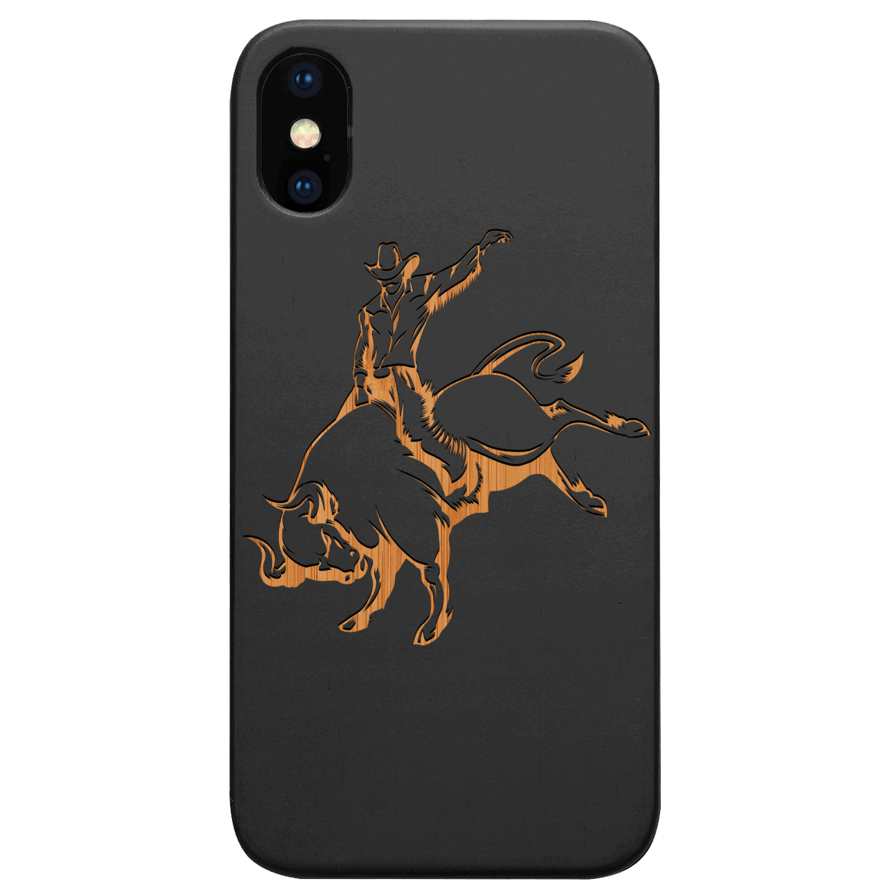 Bull Rider - Engraved Wood Phone Case