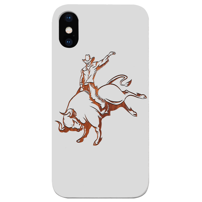Bull Rider - Engraved Wood Phone Case