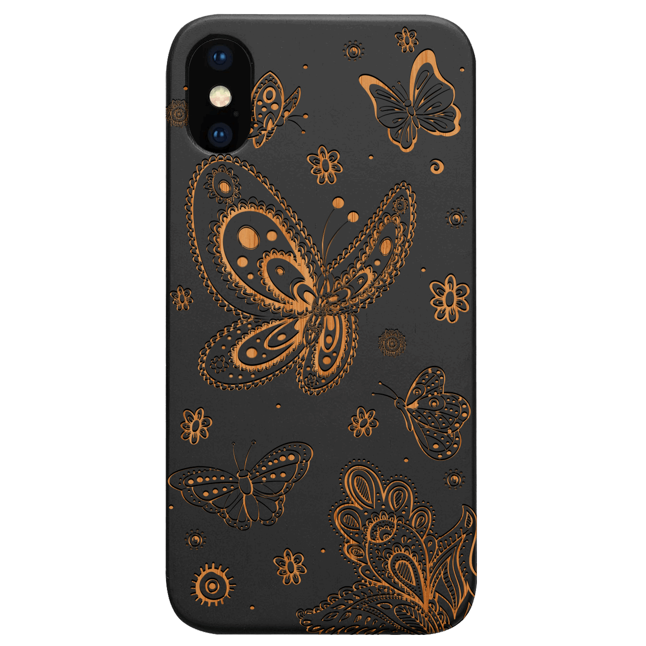Butterflies - Engraved Wood Phone Case