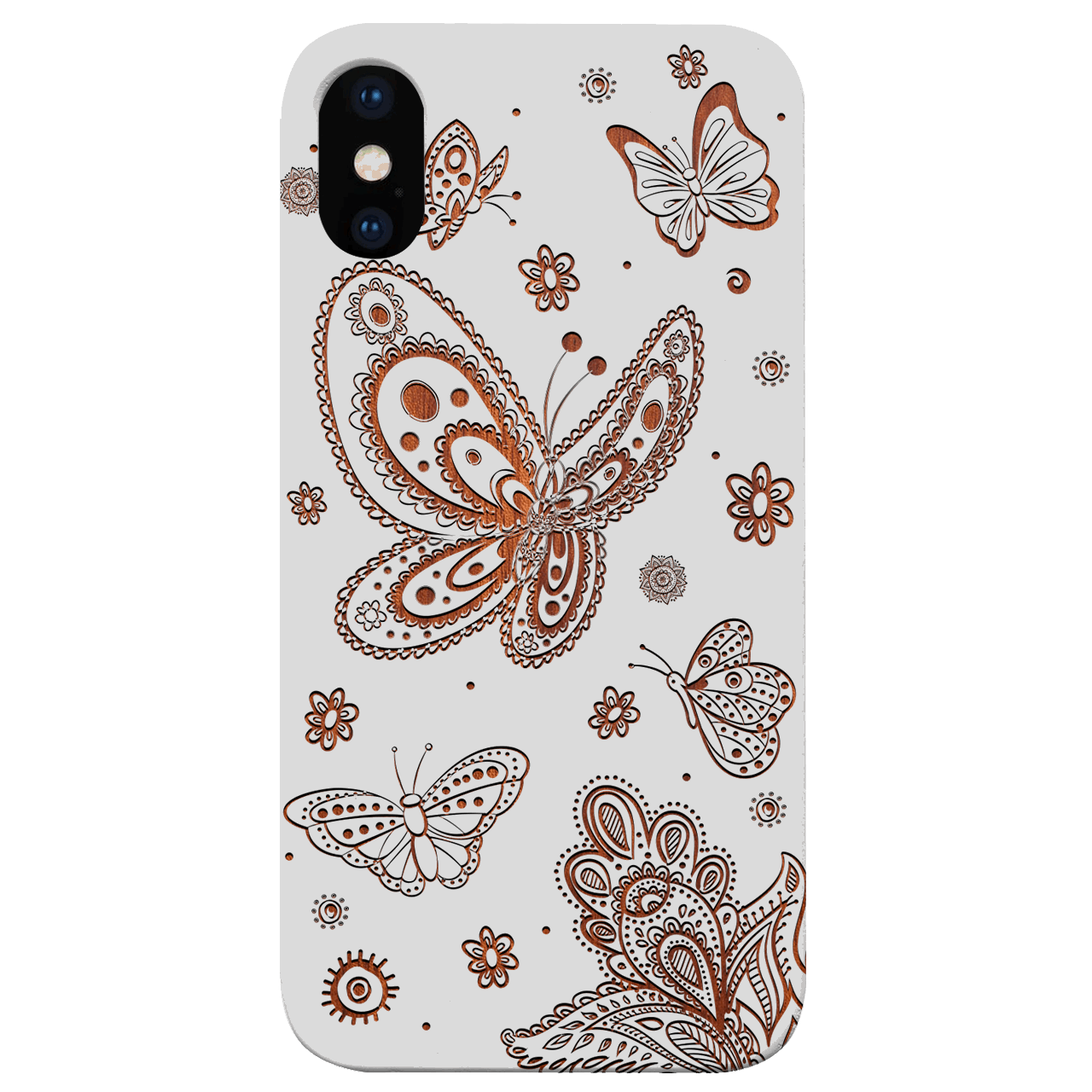 Butterflies - Engraved Wood Phone Case