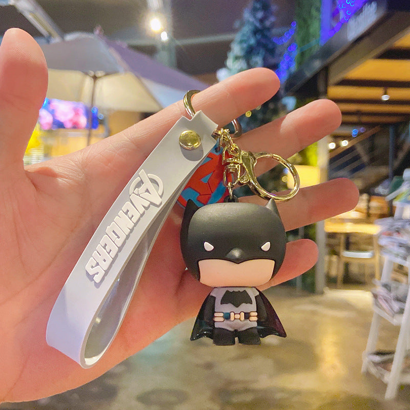 Justice League Cartoon Key Chain Creative Superman Car Key Pendant Bag Doll Ornament Silicone Keychain