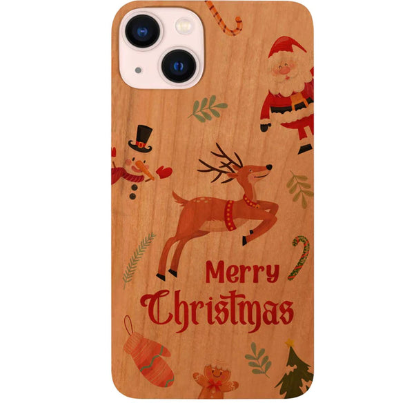 Merry Christmas Deer - UV Color Printed Wood Phone Case