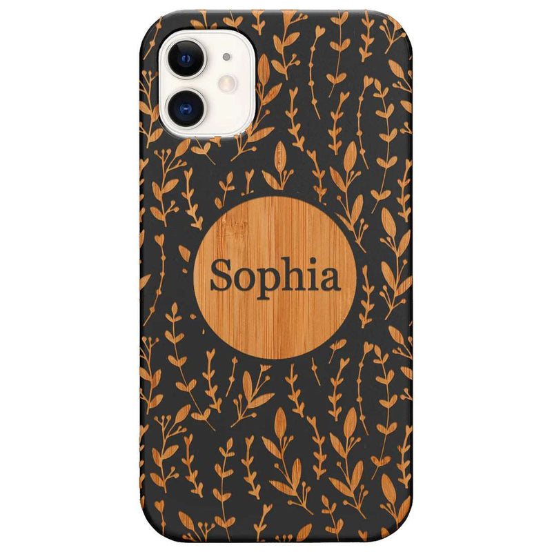 Custom Name on Pattern Monogram Personalize Wood Phone Case