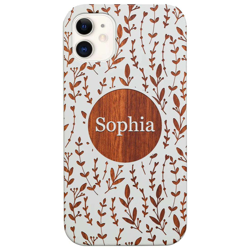 Custom Name on Pattern Monogram Personalize Wood Phone Case