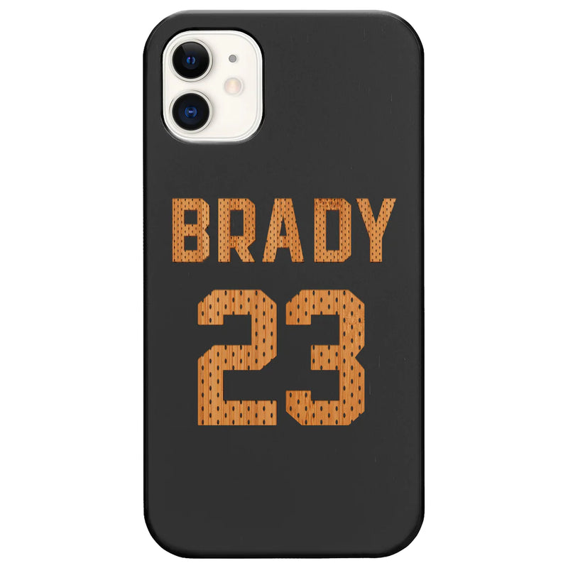 Custom Name Sports Jersey Monogram Wood Phone Case