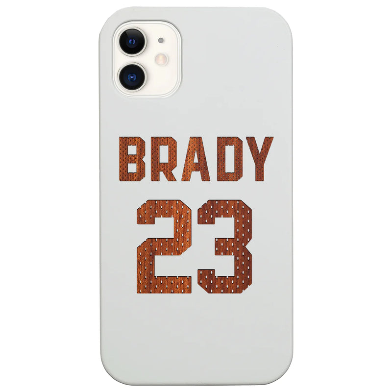 Custom Name Sports Jersey Monogram Wood Phone Case