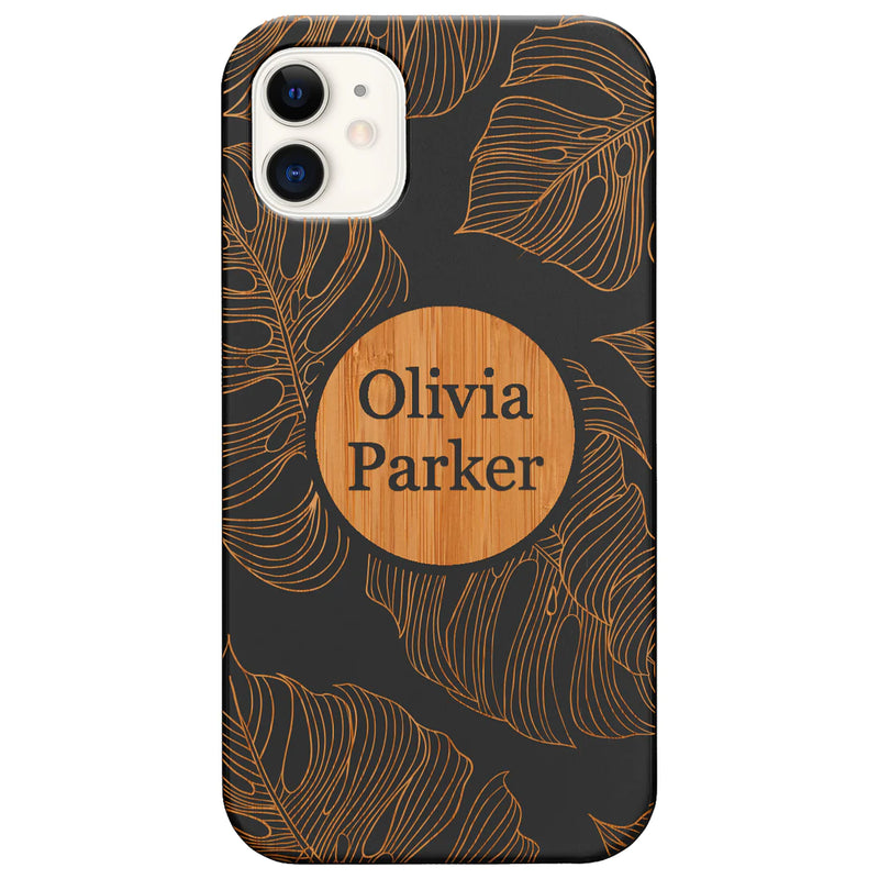 Personalize Name on Pattern Monogram Wood Phone Case