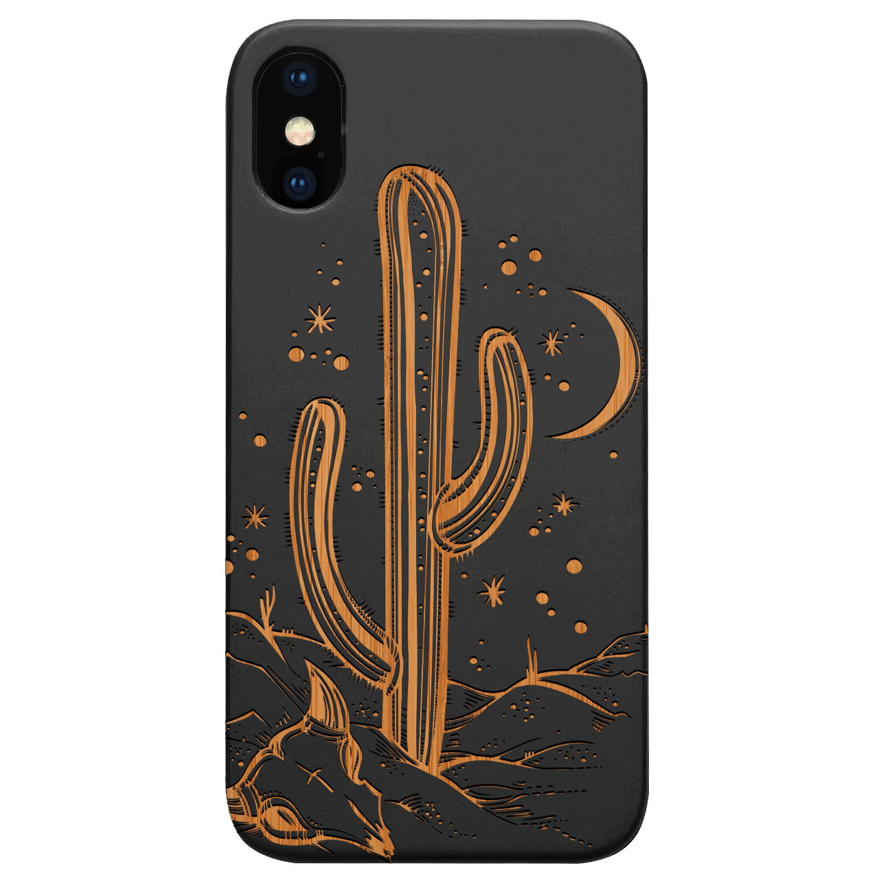 Cactus - Engraved Wood Phone Case