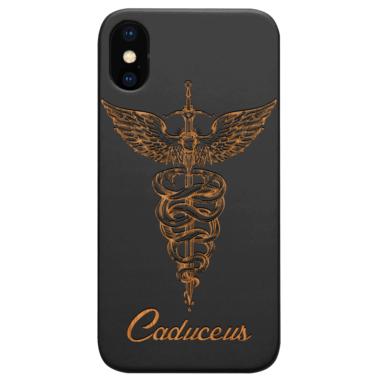 Caduceus - Engraved Wood Phone Case