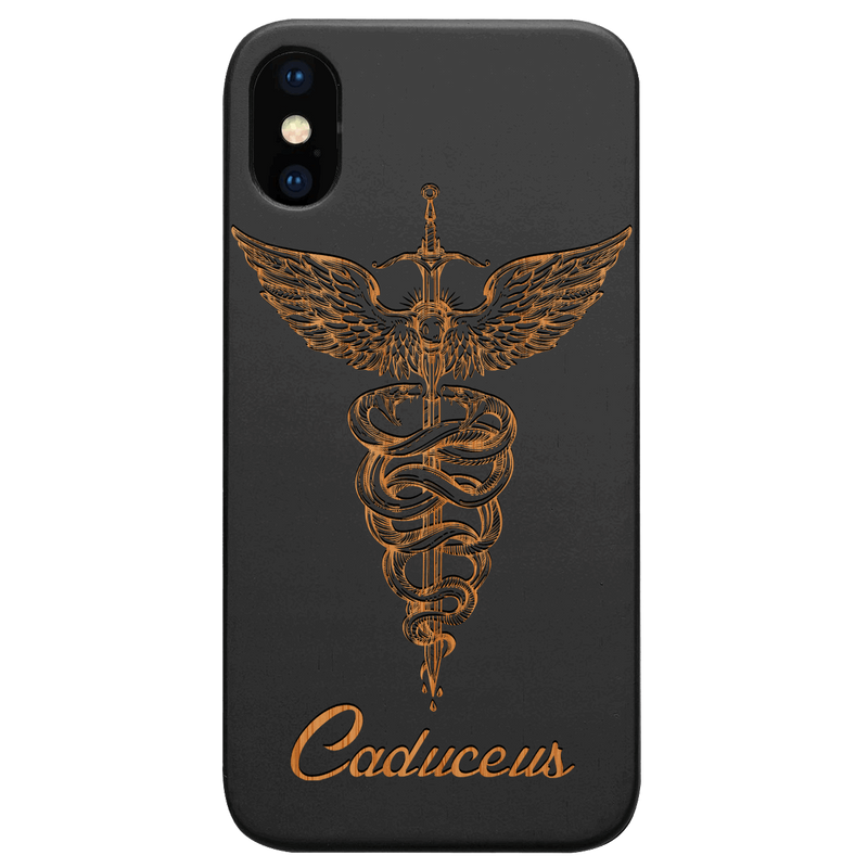 Caduceus - Engraved Wood Phone Case