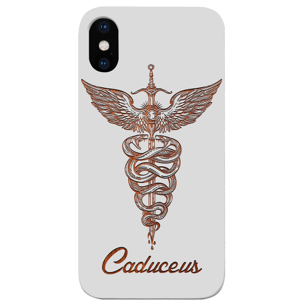 Caduceus - Engraved Wood Phone Case