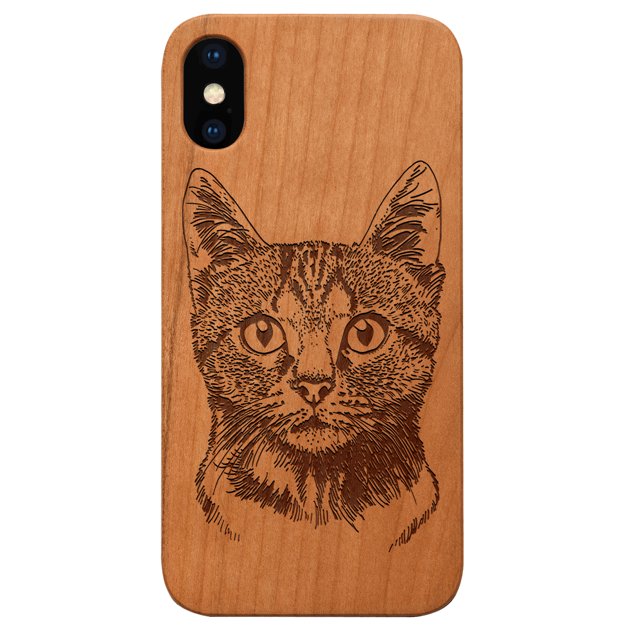 Cat - Engraved Wood Phone Case