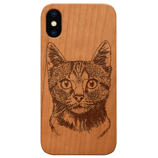 Cat - Engraved Wood Phone Case