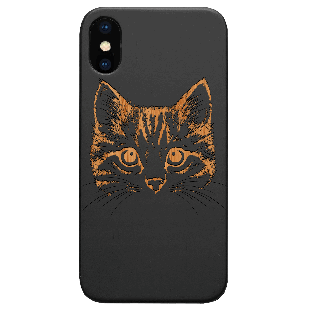 Cat Head - Engraved Wood Phone Case