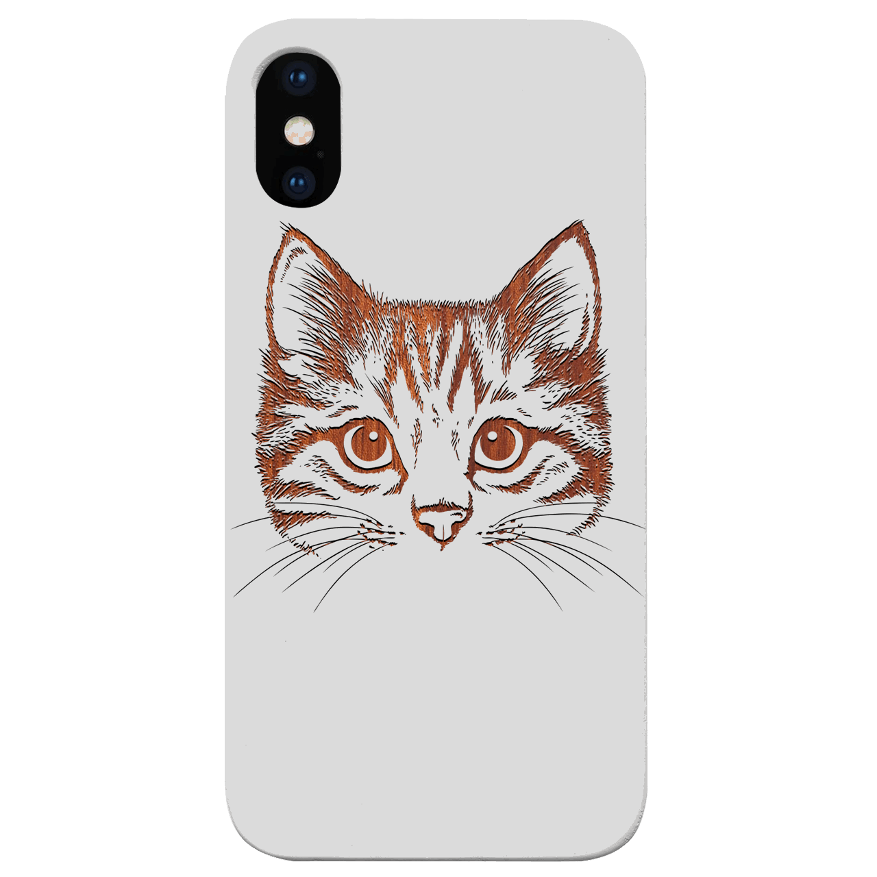 Cat Head - Engraved Wood Phone Case