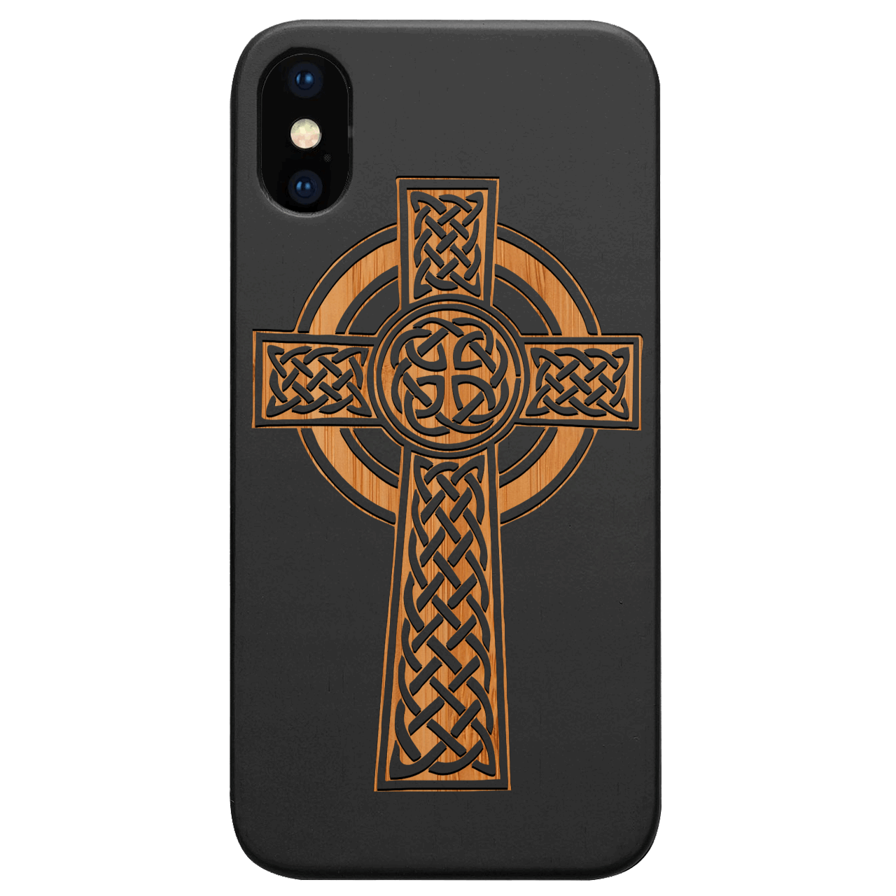 Celtic Cross - Engraved Wood Phone Case
