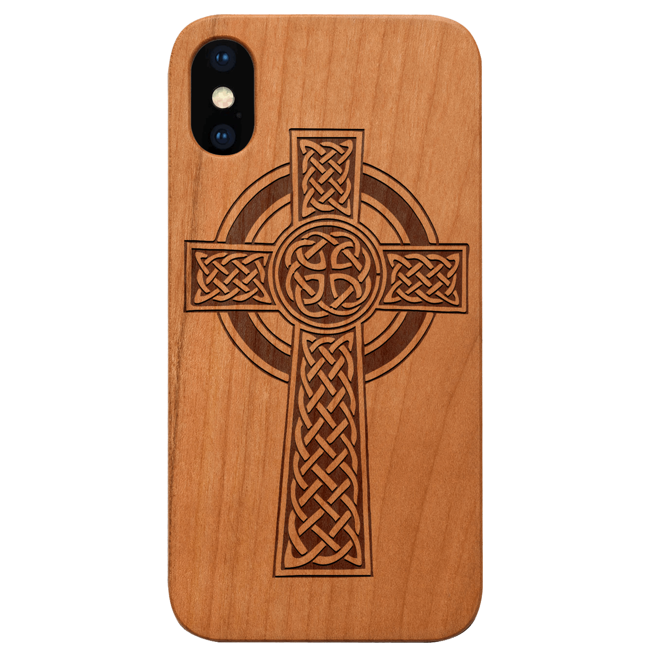 Celtic Cross - Engraved Wood Phone Case