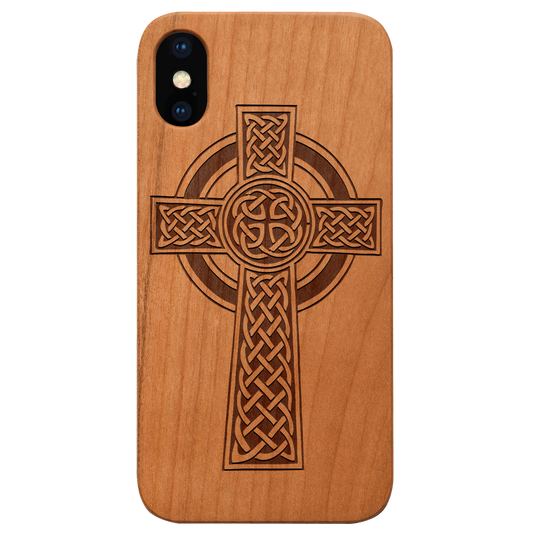 Celtic Cross - Engraved Wood Phone Case