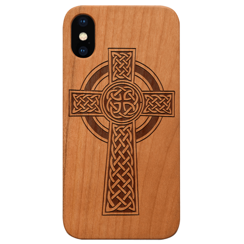 Celtic Cross - Engraved Wood Phone Case