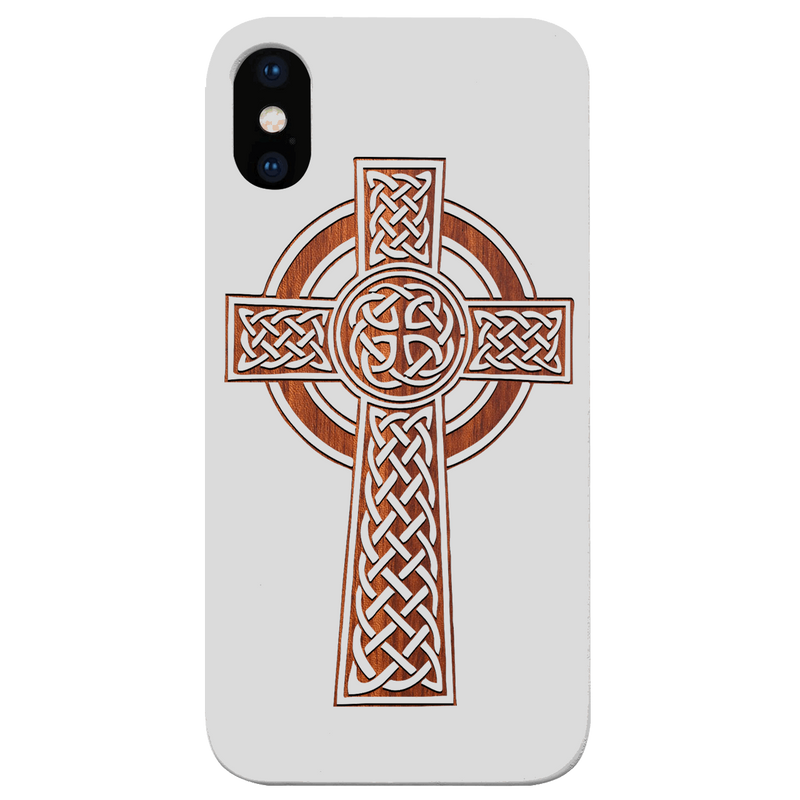 Celtic Cross - Engraved Wood Phone Case