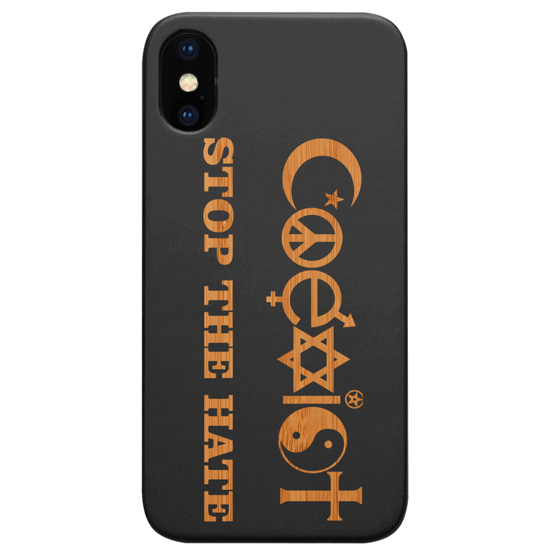Coexist Stop The Hate - Engraved Wood Phone Case