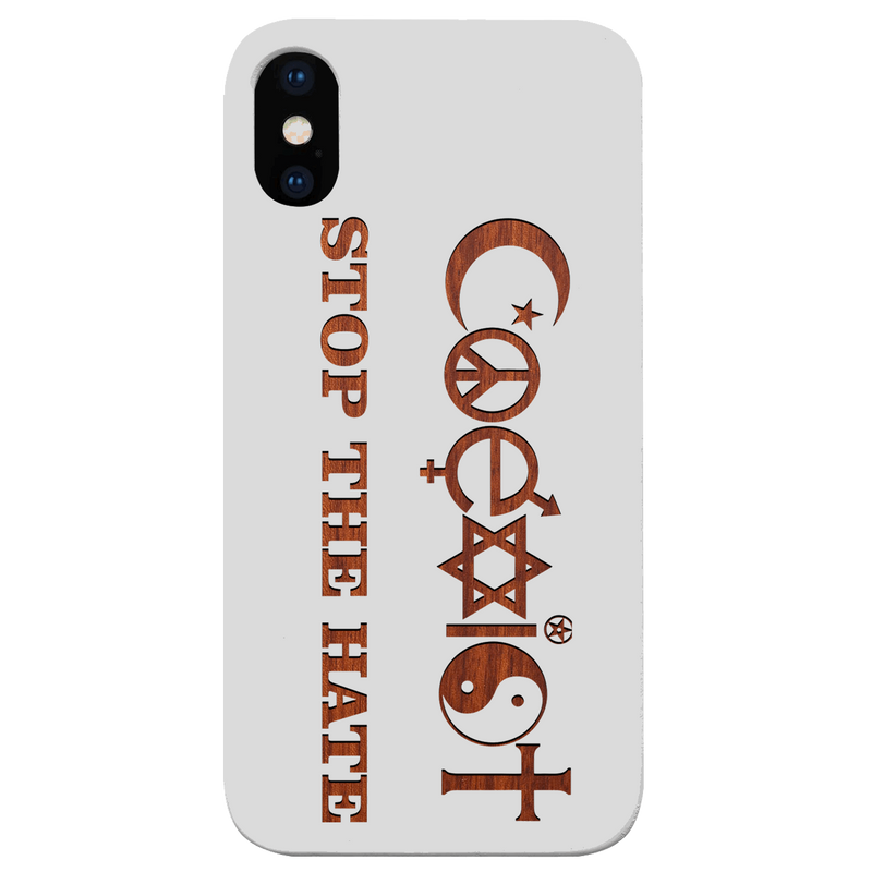 Coexist Stop The Hate - Engraved Wood Phone Case