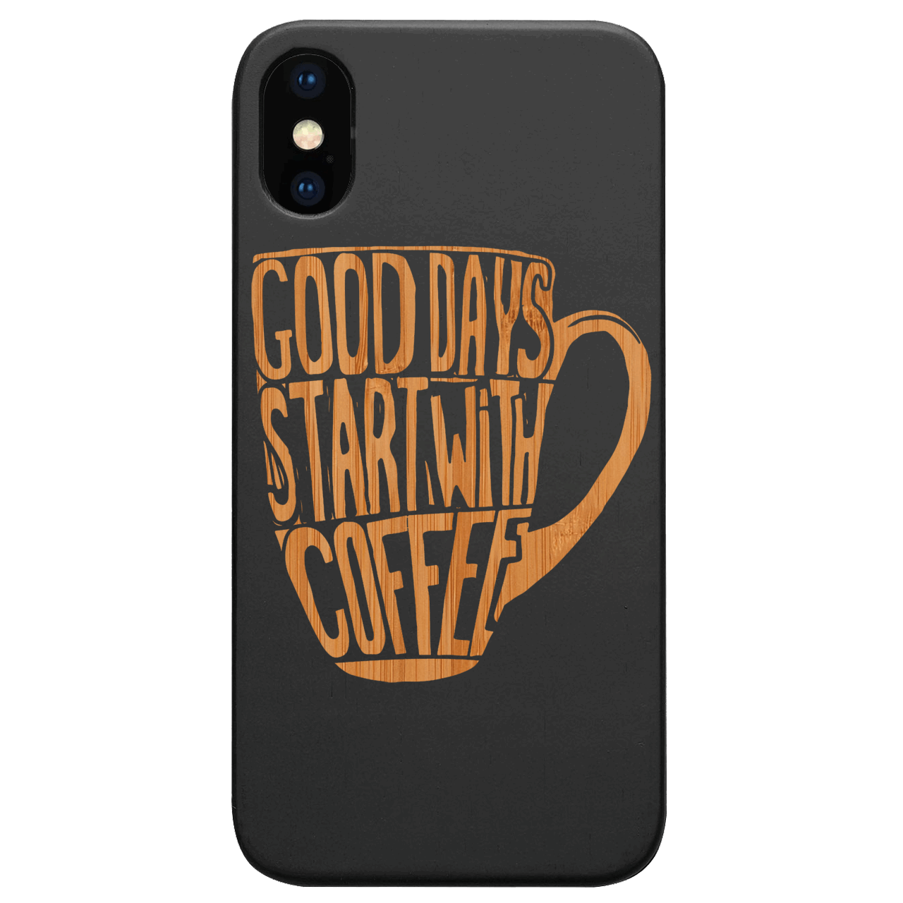 Coffee Cup - Engraved Wood Phone Case