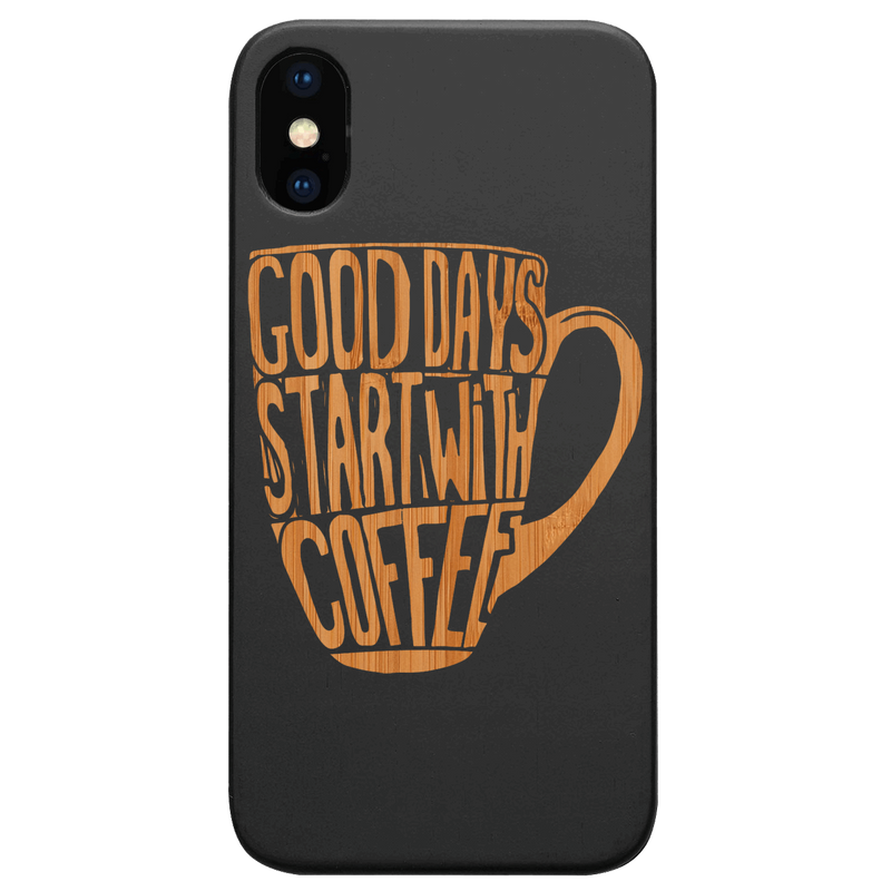 Coffee Cup - Engraved Wood Phone Case