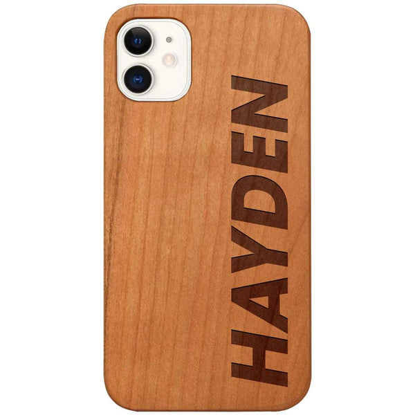 Custom Name Bold Monogram Personalized Wood Phone Case