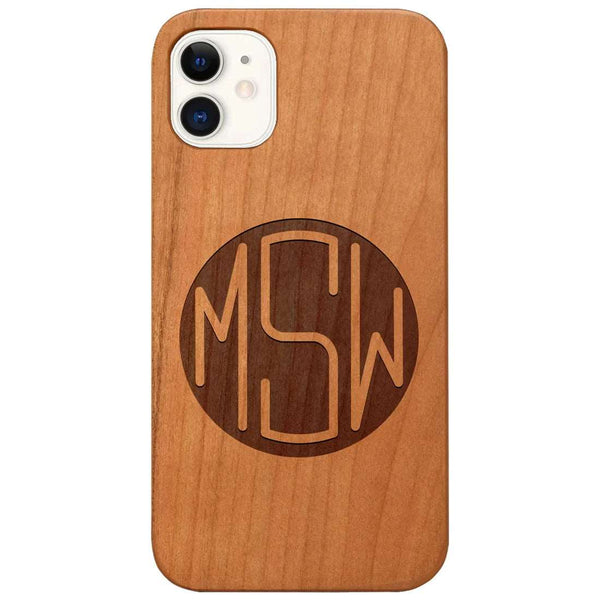 Custom Name Monogram 3 Letters Wood Phone Case