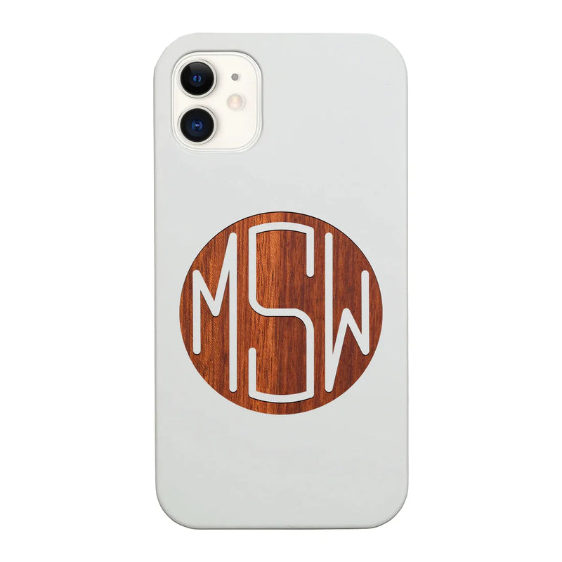 Custom Name Monogram 3 Letters Wood Phone Case