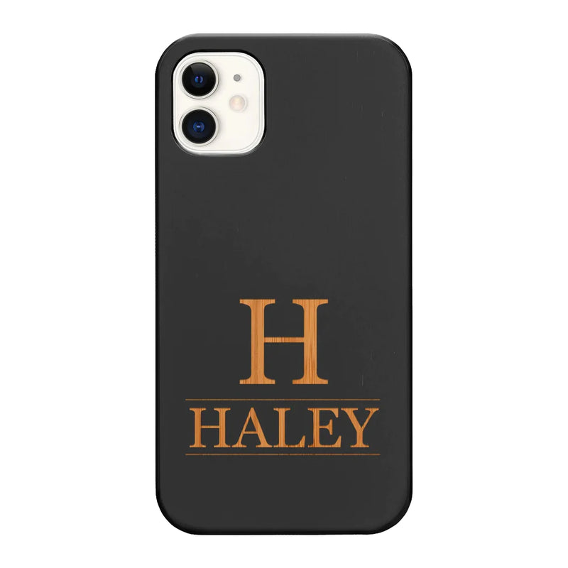 Custom Name Monogram with Name Wood Phone Case