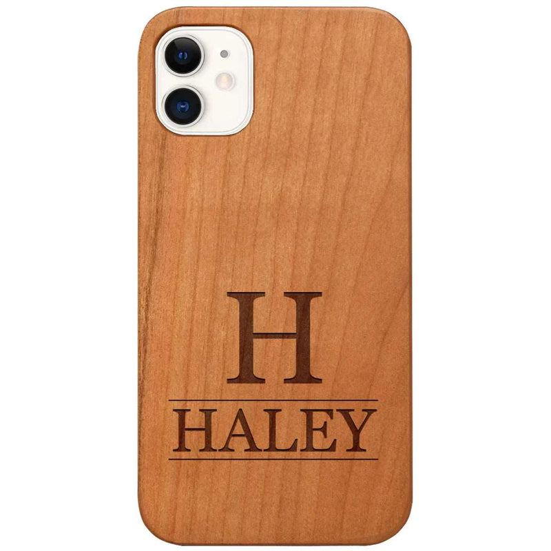 Custom Name Monogram with Name Wood Phone Case