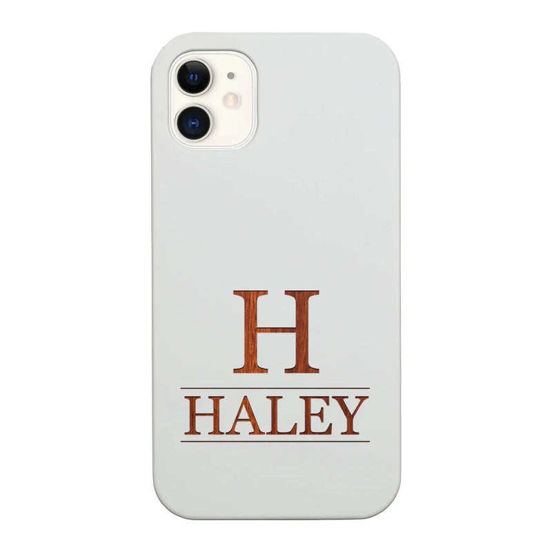 Custom Name Monogram with Name Wood Phone Case